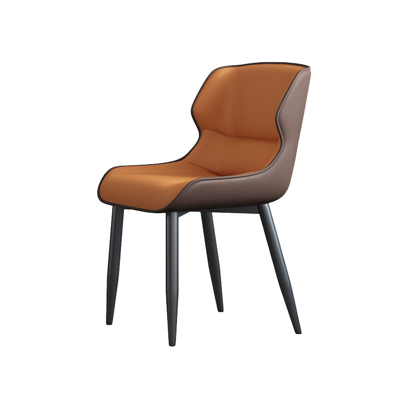 Sillas de comedor de cuero de estilo moderno Sillas laterales con brazo Parsons y respaldo (juego de 2)