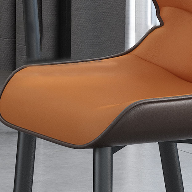 Sillas de comedor de cuero de estilo moderno Sillas laterales con brazo Parsons y respaldo (juego de 2)