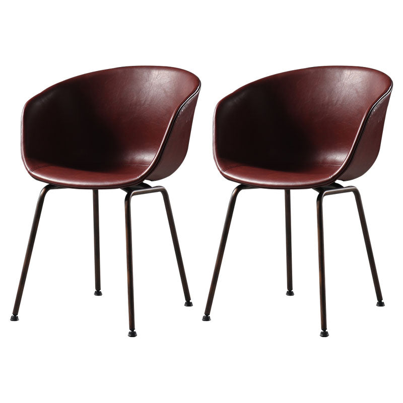 Sillas de comedor de cuero estilo moderno Sillas de comedor sin brazos con respaldo sólido