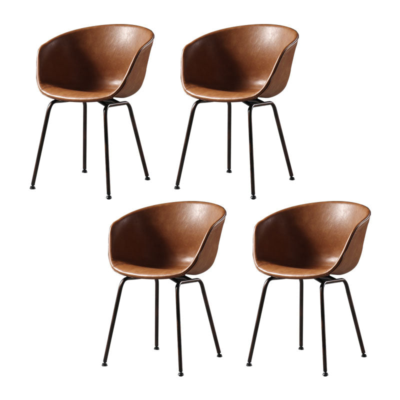 Sillas de comedor de cuero estilo moderno Sillas de comedor sin brazos con respaldo sólido