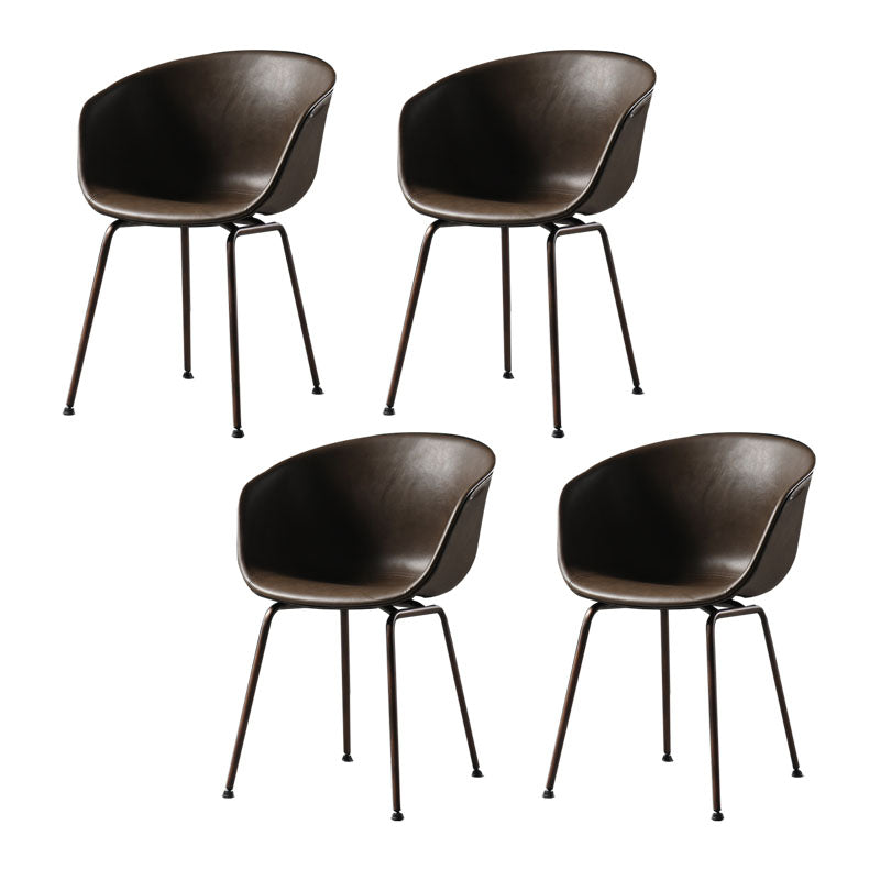 Sillas de comedor de cuero estilo moderno Sillas de comedor sin brazos con respaldo sólido