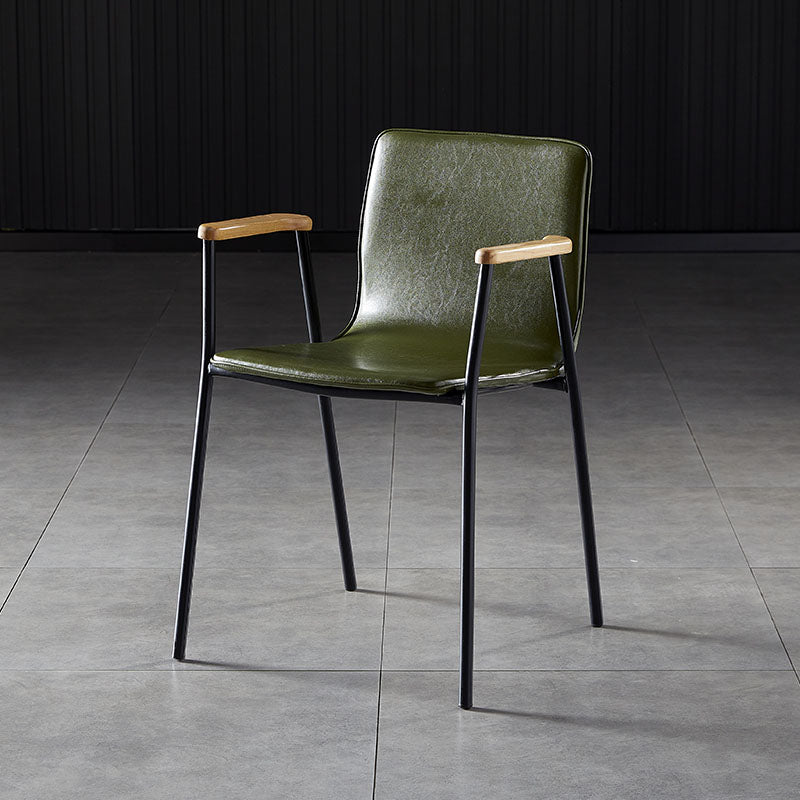 Fauteuils de salle à manger à dossier solide, fauteuils de salle à manger en cuir avec pieds en métal