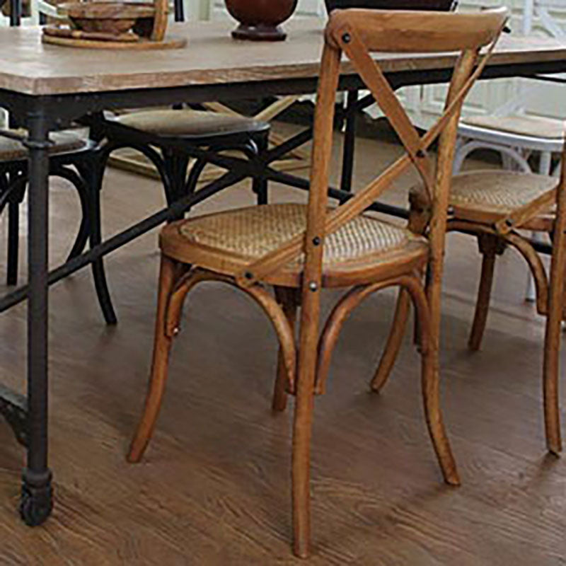 Boerderij houten eetkamerstoelen kruipen achterste zijde -zonder armloze stoelen voor restaurantgebruik