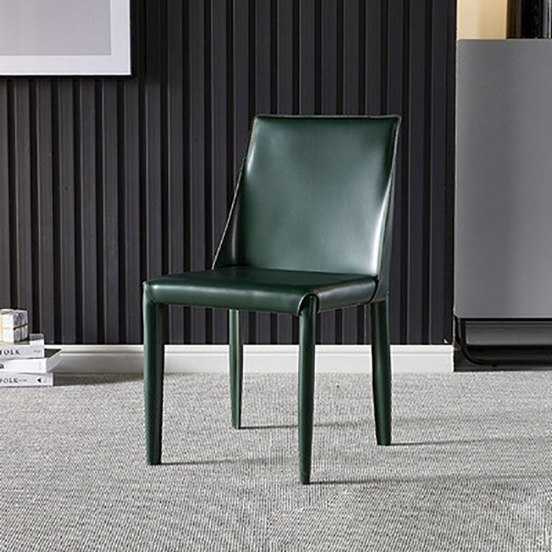 Silla auxiliar para el hogar de cuero estilo silla de montar Parsons Silla de comedor con acabado mate