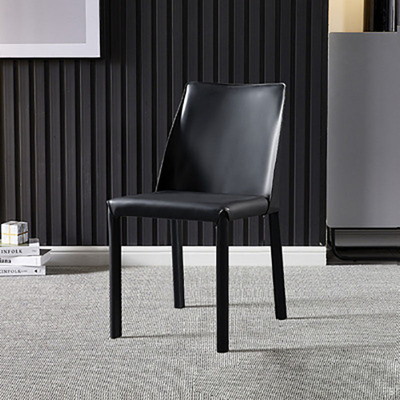 Silla auxiliar para el hogar de cuero estilo silla de montar Parsons Silla de comedor con acabado mate