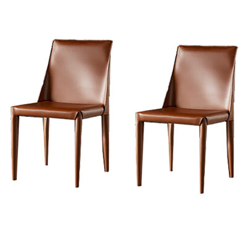 Silla auxiliar para el hogar de cuero estilo silla de montar Parsons Silla de comedor con acabado mate