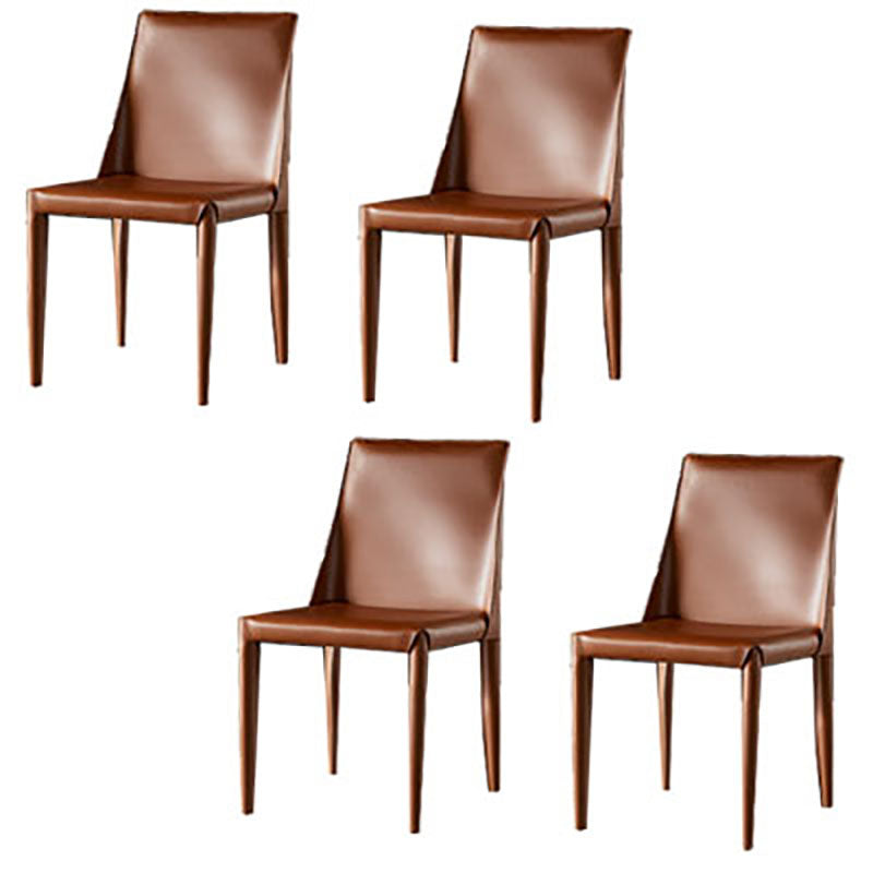 Silla auxiliar para el hogar de cuero estilo silla de montar Parsons Silla de comedor con acabado mate
