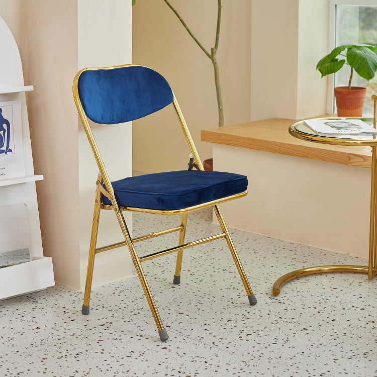 Silla lateral escandinava de terciopelo con respaldo abierto, sillas de comedor plegables con acabado mate
