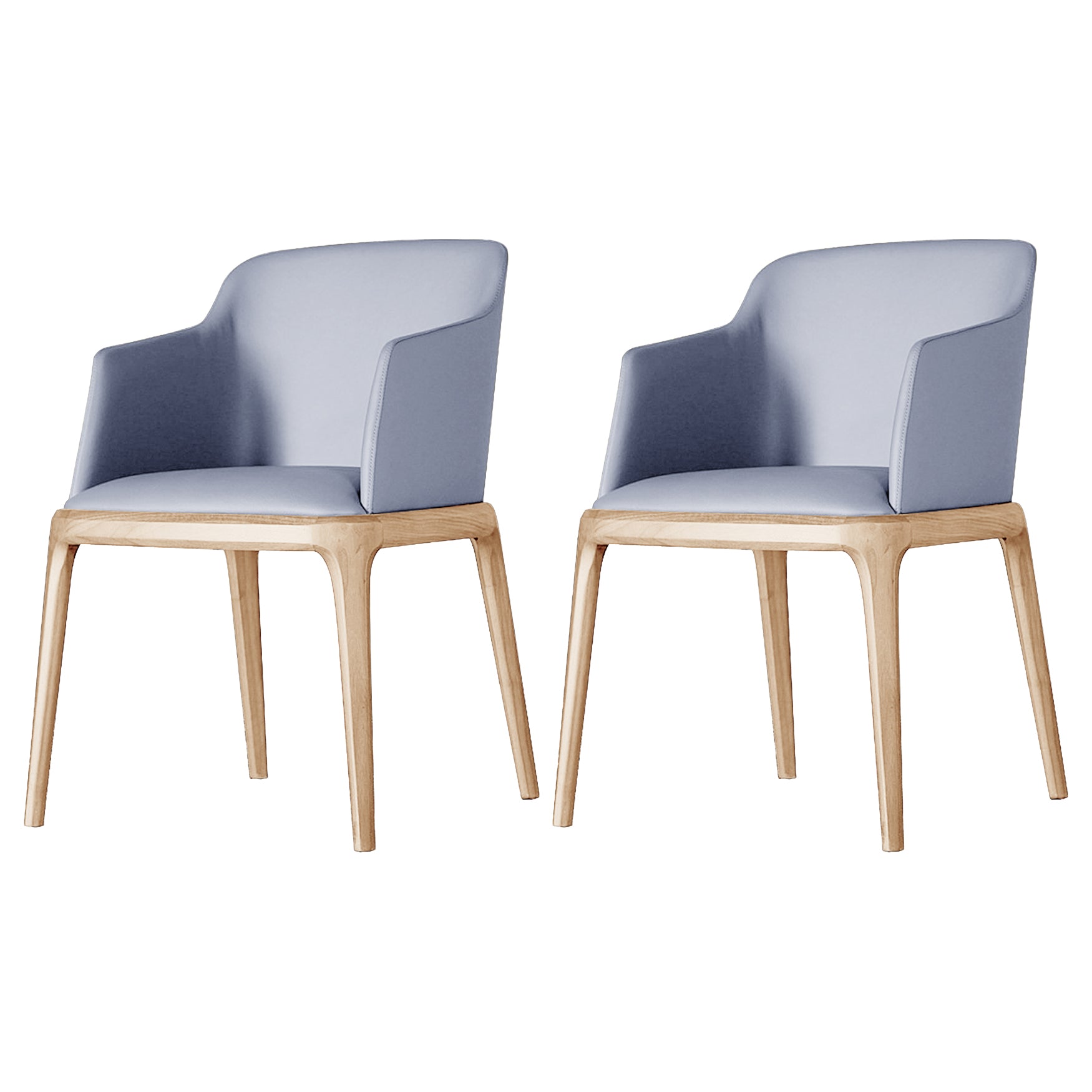 Scandinavian Leather Hotel Arm Chair Matte Finish Solid Back Dining Chair (Set of 2)