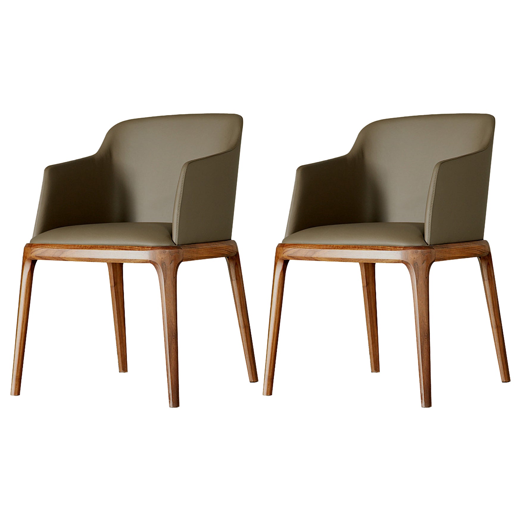 Fauteuil d'hôtel en cuir scandinave, finition mate, chaise de salle à manger à dossier solide (Ensemble de 2)