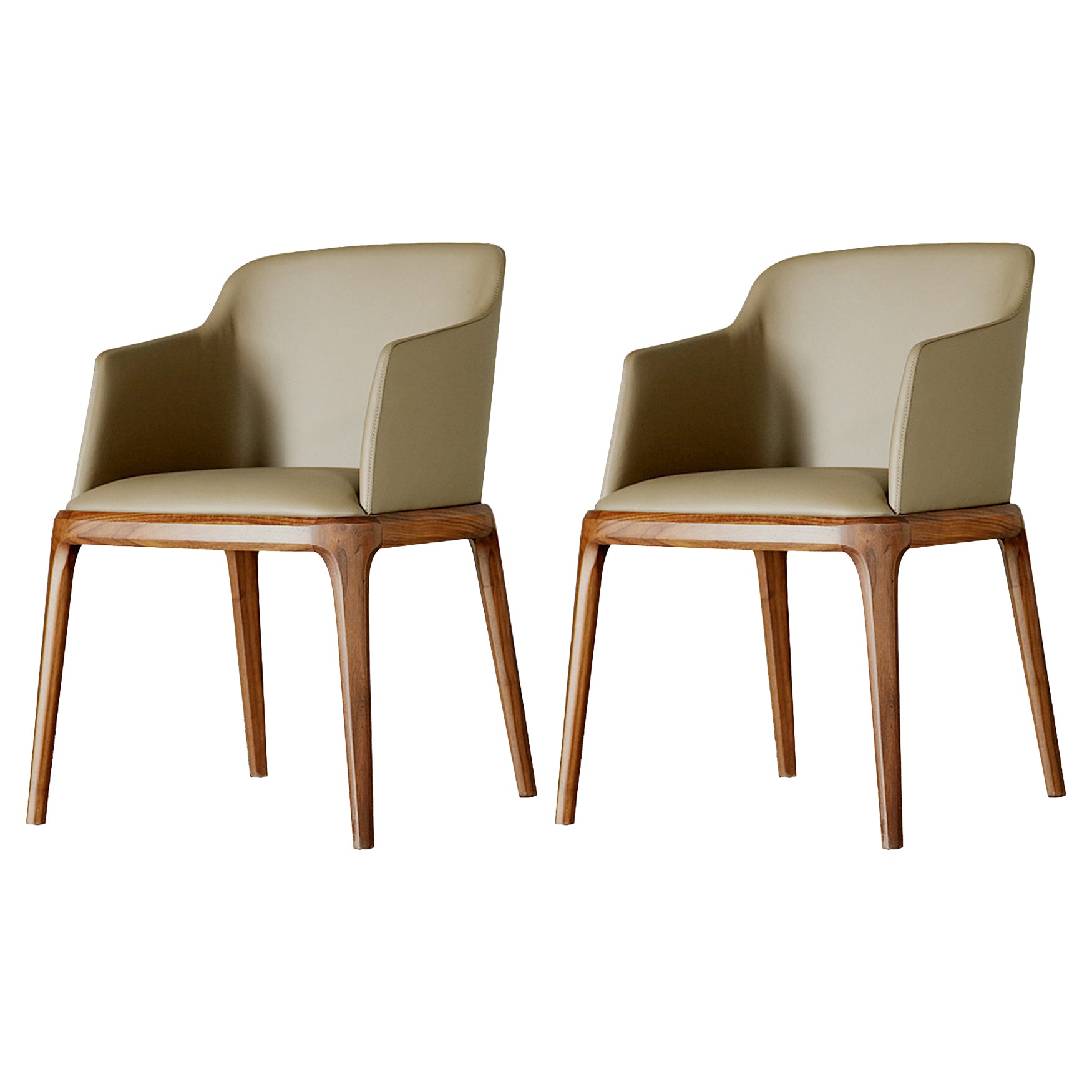 Fauteuil d'hôtel en cuir scandinave, finition mate, chaise de salle à manger à dossier solide (Ensemble de 2)