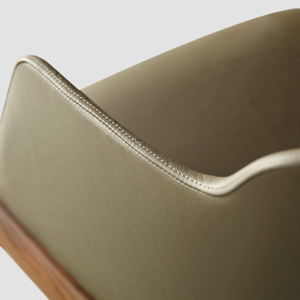 Scandinavian Leather Hotel Arm Chair Matte Finish Solid Back Dining Chair (Set of 2)