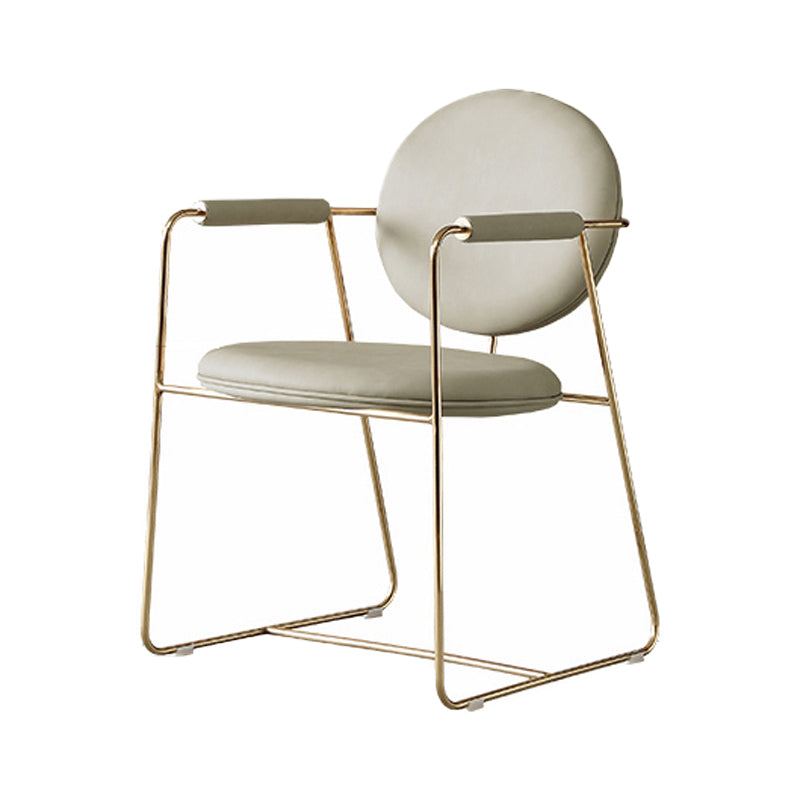 Silla de comedor interior tapizada de metal con respaldo abierto, sillón interior de estilo moderno, individual