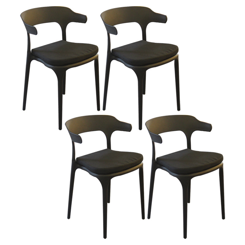 Chaises de salle à manger de style Glam Chaises d'appoint de cuisine en plastique sans accoudoirs (Ensemble de 4)