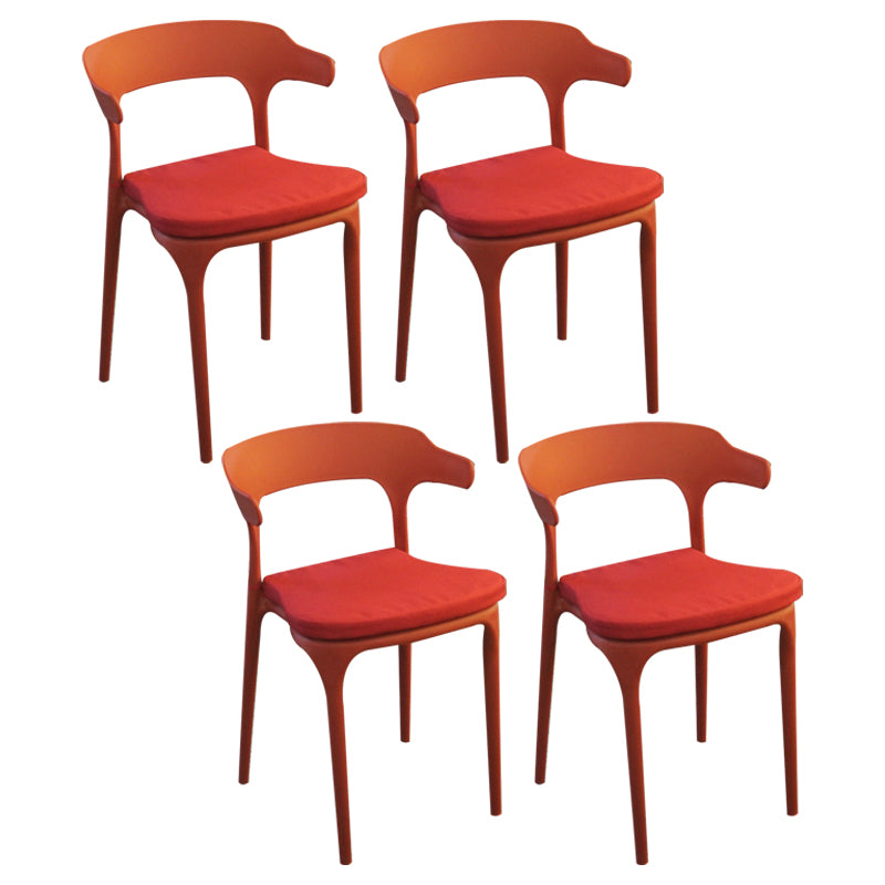 Sillas de comedor estilo Glam, sillas auxiliares sin brazos de plástico para cocina y comedor (juego de 4)