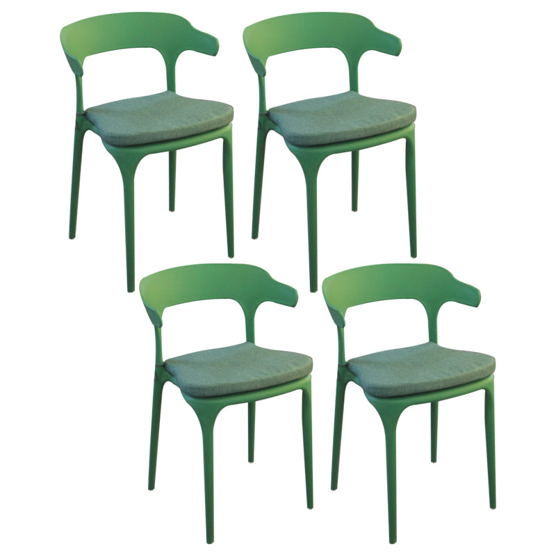 Sillas de comedor estilo Glam, sillas auxiliares sin brazos de plástico para cocina y comedor (juego de 4)
