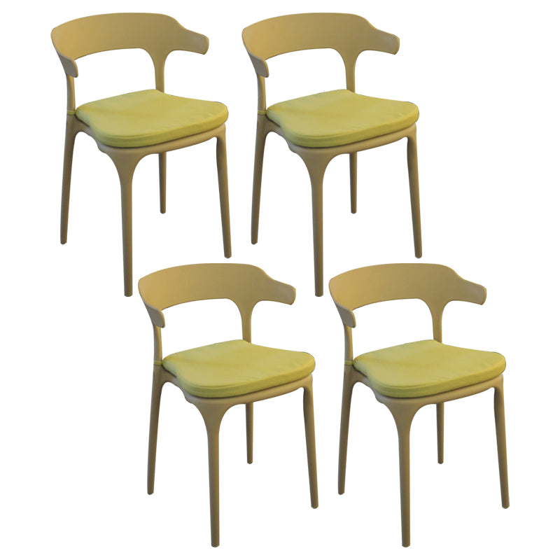 Chaises de salle à manger de style Glam Chaises d'appoint de cuisine en plastique sans accoudoirs (Ensemble de 4)
