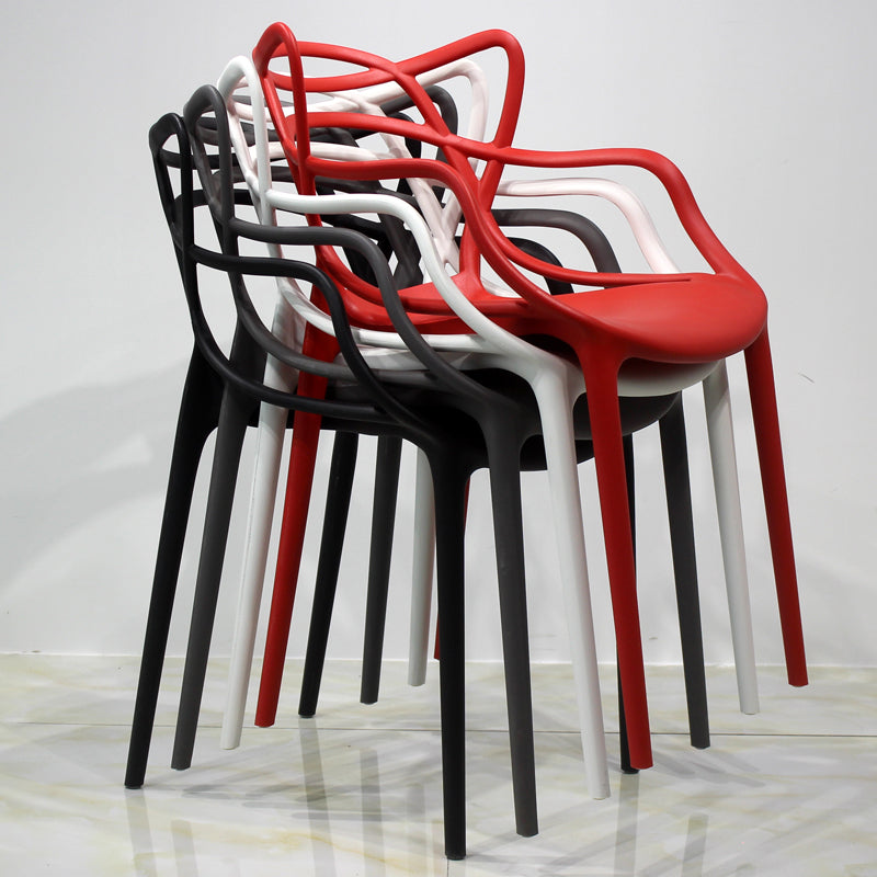 Sillas de comedor estilo Glam, sillas laterales de plástico para cocina y comedor (juego de 4)