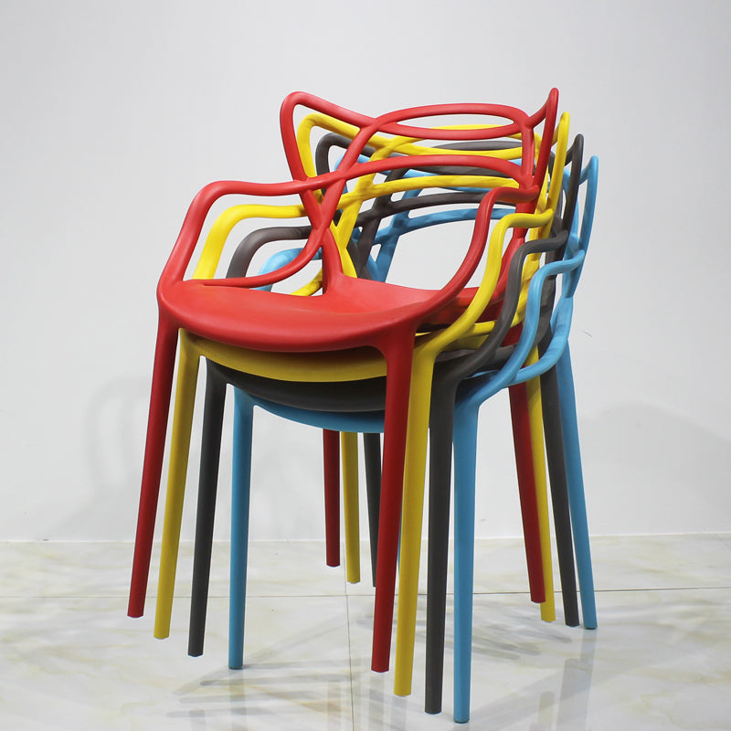 Sillas de comedor estilo Glam, sillas laterales de plástico para cocina y comedor (juego de 4)