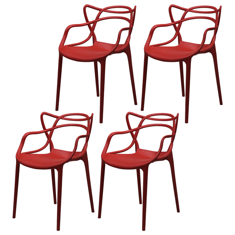 Chaises de salle à manger de style Glam Chaises d'appoint de cuisine en plastique (Ensemble de 4)