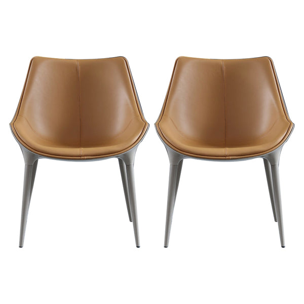 Chaises d'appoint de salle à manger de style contemporain Chaise d'appoint de cuisine avec pieds en métal (Ensemble de 2)