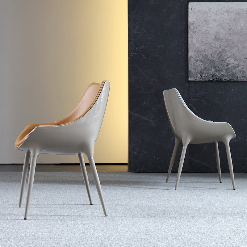 Sillas auxiliares de comedor estilo moderno Silla auxiliar con brazo de cocina y patas de metal (juego de 2)