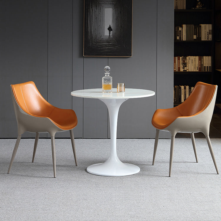 Sillas auxiliares de comedor estilo moderno Silla auxiliar con brazo de cocina y patas de metal (juego de 2)