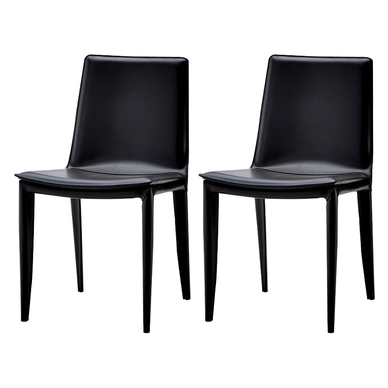 Chaises en cuir de conception simple Chaise d'appoint à dossier solide pour salle à manger (Ensemble de 2)