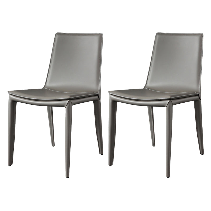 Sillas de cuero de diseño simple, silla lateral con respaldo sólido para comedor (juego de 2)