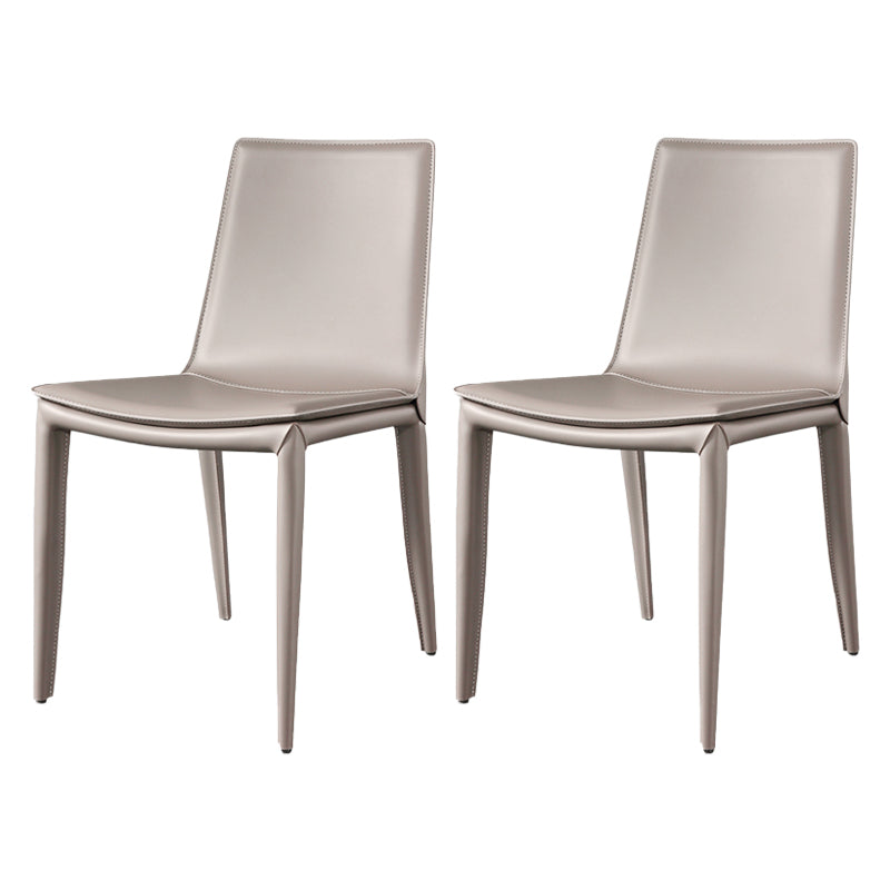 Chaises en cuir de conception simple Chaise d'appoint à dossier solide pour salle à manger (Ensemble de 2)