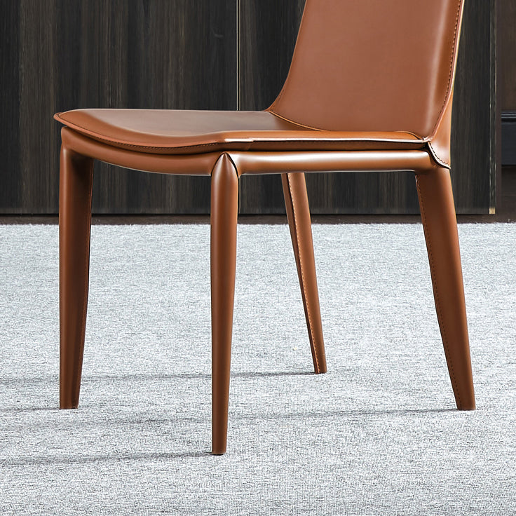 Sillas de cuero de diseño simple, silla lateral con respaldo sólido para comedor (juego de 2)