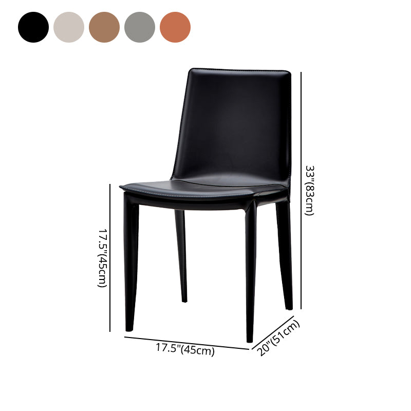 Sillas de cuero de diseño simple, silla lateral con respaldo sólido para comedor (juego de 2)