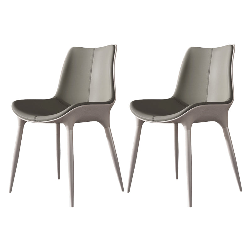 Fauteuils de salle à manger en cuir de style moderne Chaises rembourrées à dossier solide (Ensemble de 2)
