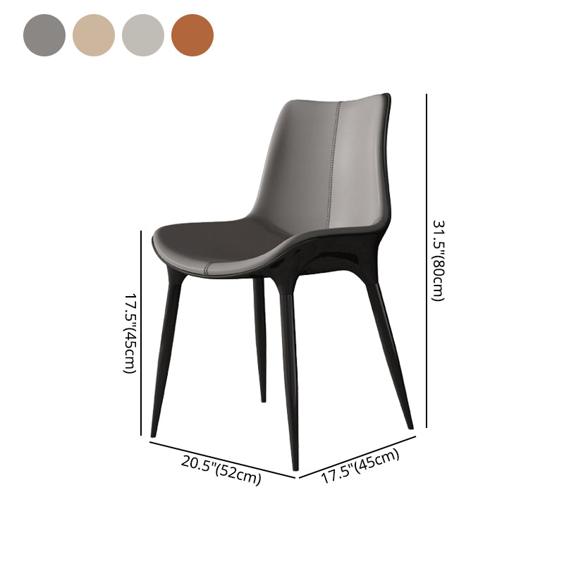 Sillas de comedor de cuero de estilo moderno, sillas tapizadas con respaldo sólido (juego de 2)