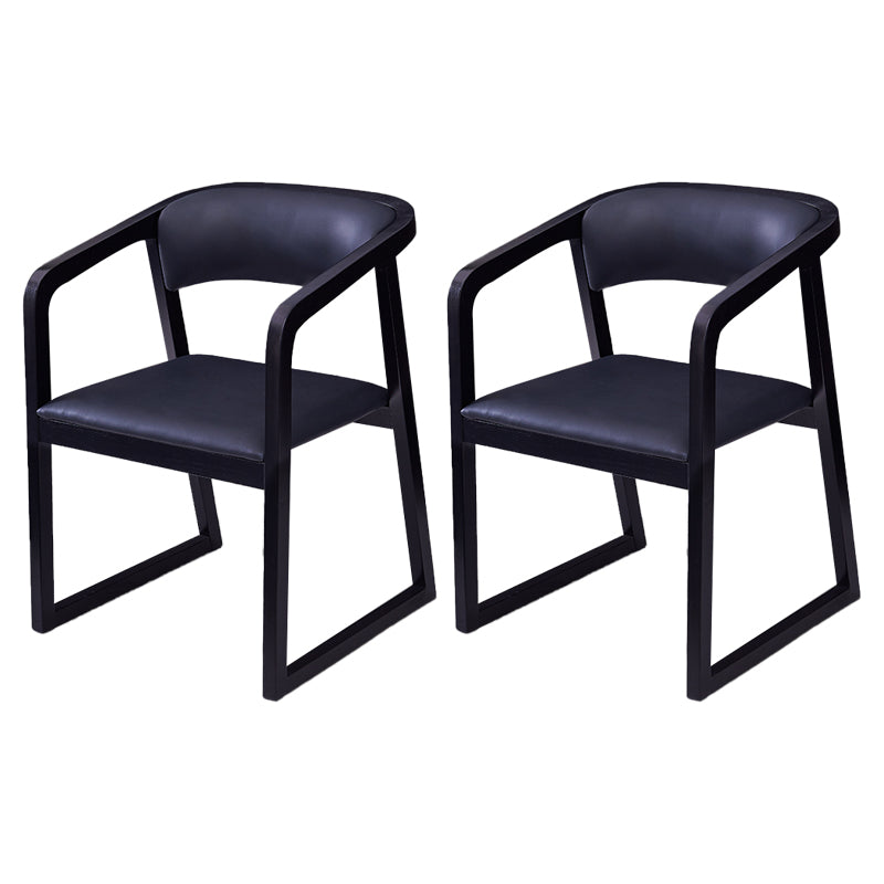 Chaises de salle à manger d'appoint en bois style contemporain Chaises d'appoint de salle à manger à dossier ouvert (Ensemble de 2)