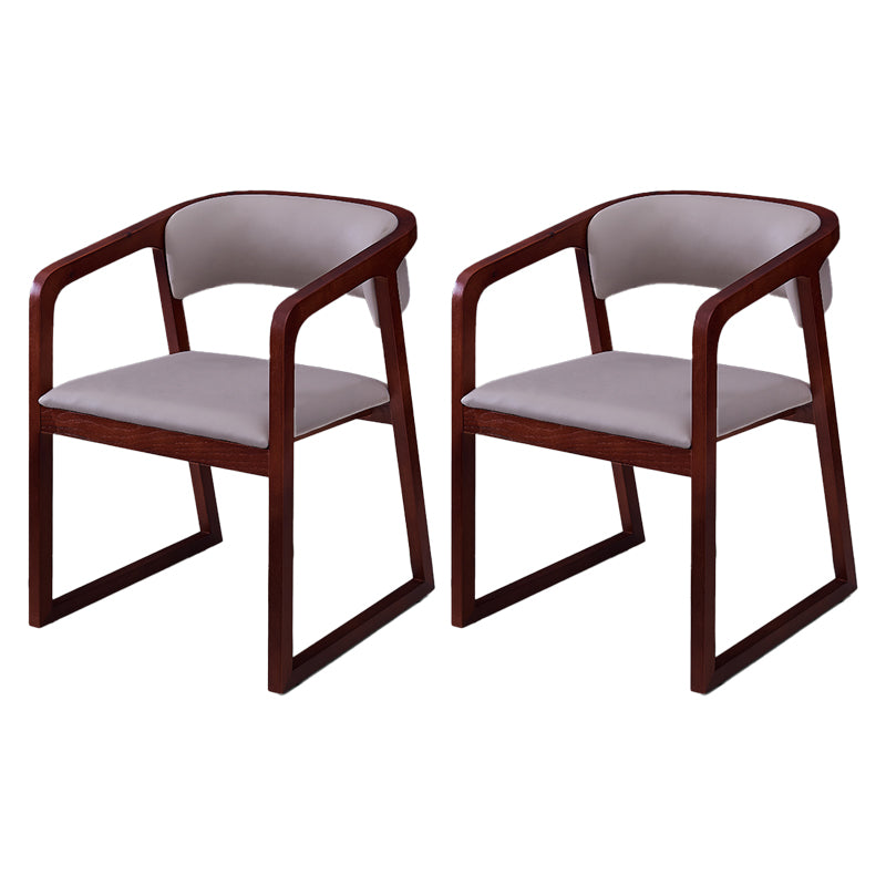 Chaises de salle à manger d'appoint en bois style contemporain Chaises d'appoint de salle à manger à dossier ouvert (Ensemble de 2)