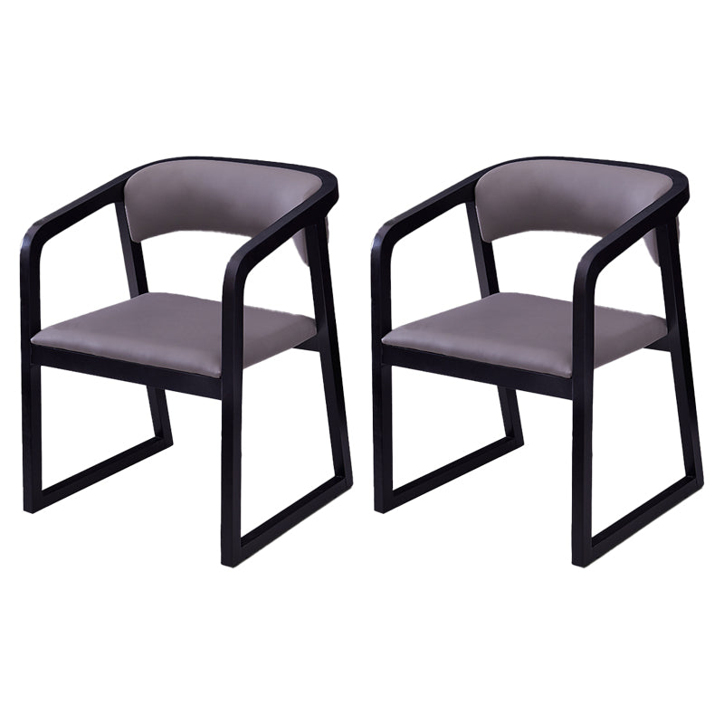 Chaises de salle à manger d'appoint en bois style contemporain Chaises d'appoint de salle à manger à dossier ouvert (Ensemble de 2)