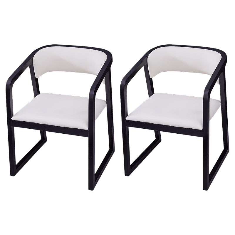 Chaises de salle à manger d'appoint en bois style contemporain Chaises d'appoint de salle à manger à dossier ouvert (Ensemble de 2)