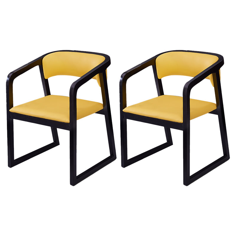 Chaises de salle à manger d'appoint en bois style contemporain Chaises d'appoint de salle à manger à dossier ouvert (Ensemble de 2)