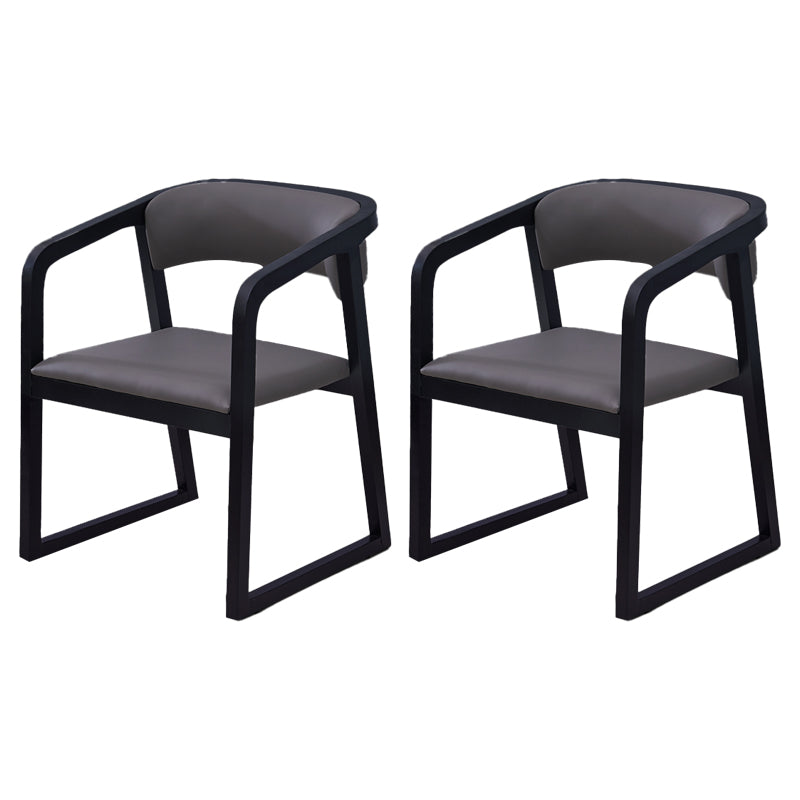 Chaises de salle à manger d'appoint en bois style contemporain Chaises d'appoint de salle à manger à dossier ouvert (Ensemble de 2)