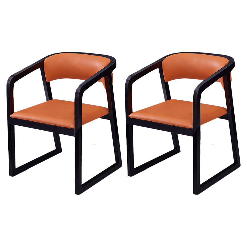 Chaises de salle à manger d'appoint en bois style contemporain Chaises d'appoint de salle à manger à dossier ouvert (Ensemble de 2)