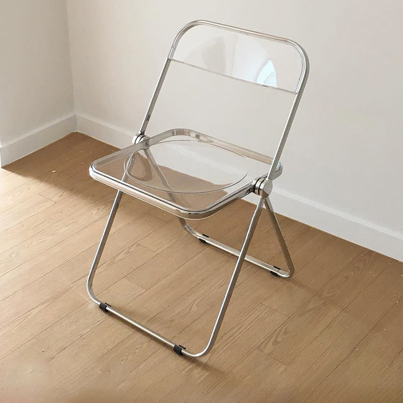 Chaise sans bras de salle à manger en plastique de style industriel, chaise latérale de salle à manger simple à dossier ouvert