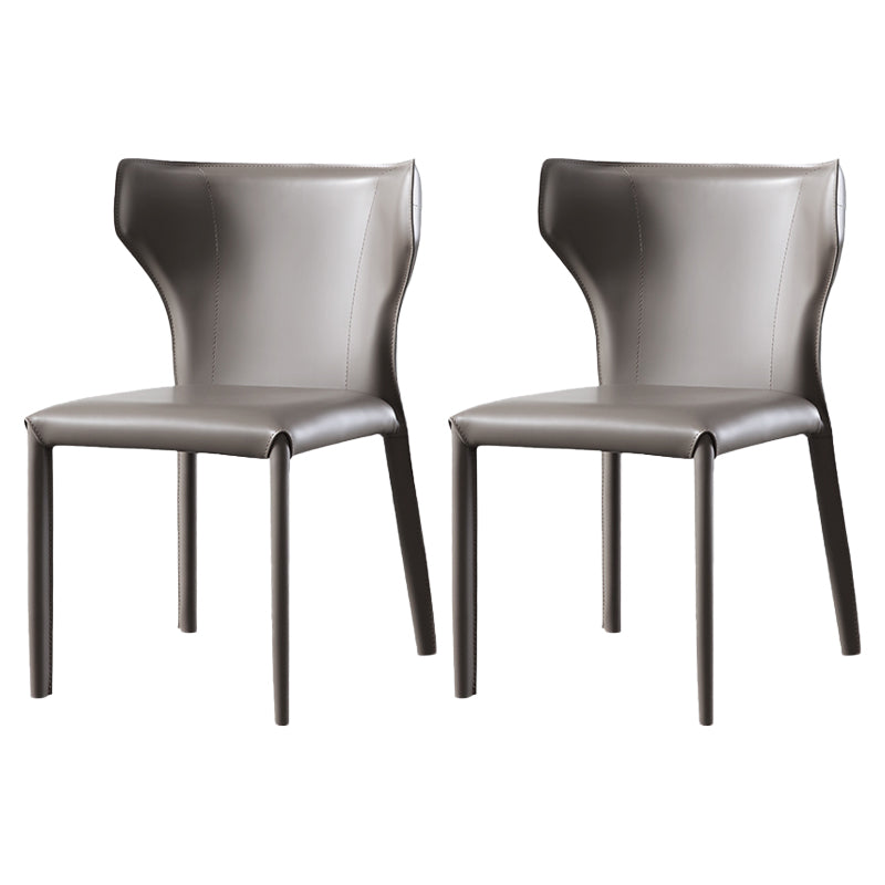Chaise d'appoint à la maison en cuir de style designer, chaise de salle à manger à oreilles au fini mat (Ensemble de 2)