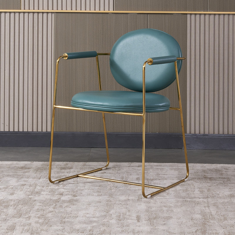 Silla de comedor tapizada de metal con respaldo abierto, sillón casero de estilo moderno