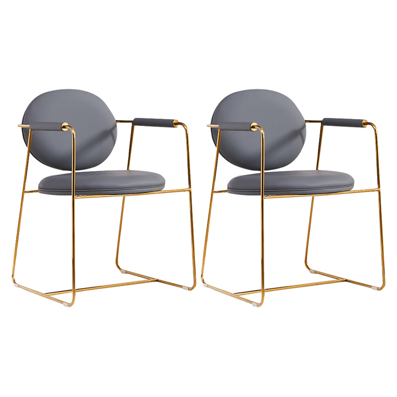 Silla de comedor tapizada de metal con respaldo abierto, sillón casero de estilo moderno