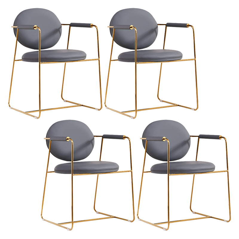 Silla de comedor tapizada de metal con respaldo abierto, sillón casero de estilo moderno