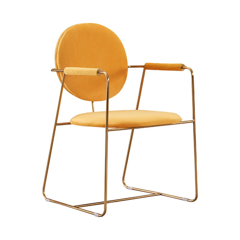 Chaise de salle à manger tapissée en métal à dossier ouvert de fauteuil à la maison de style moderne