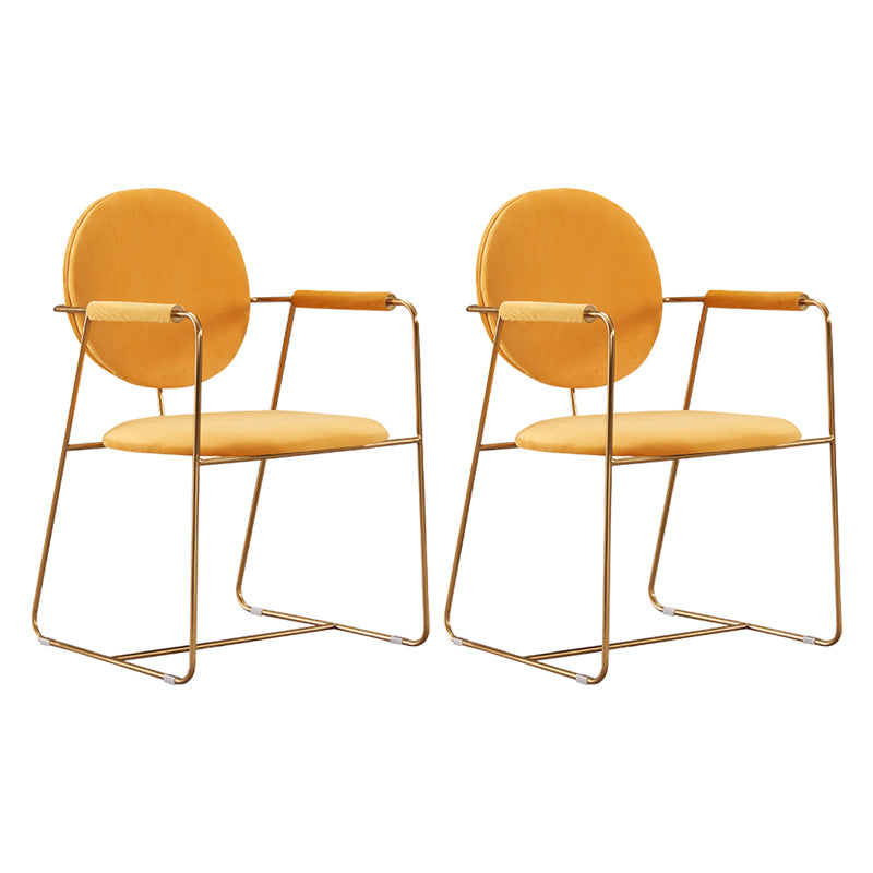 Silla de comedor tapizada de metal con respaldo abierto, sillón casero de estilo moderno
