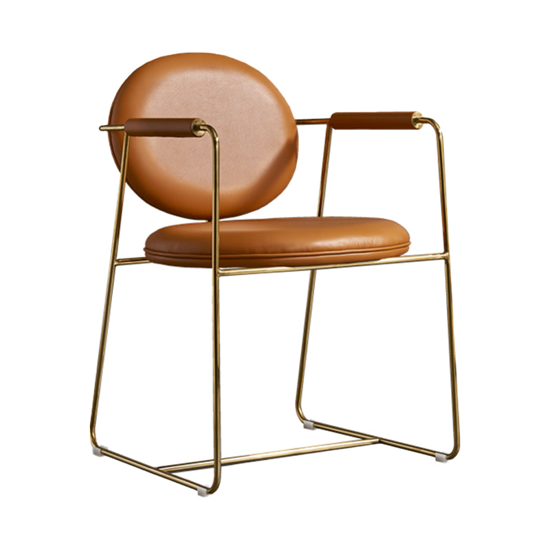 Silla de comedor tapizada de metal con respaldo abierto, sillón casero de estilo moderno