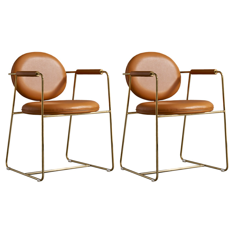 Silla de comedor tapizada de metal con respaldo abierto, sillón casero de estilo moderno